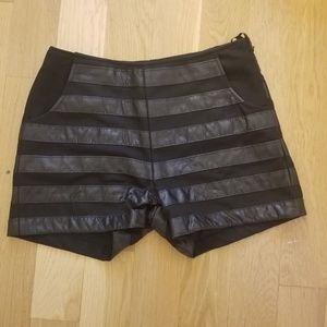 Black leather shorts